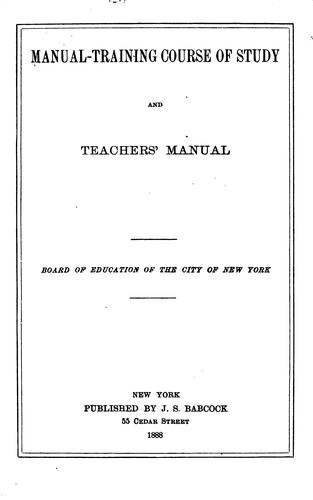 Manual-training Course of Study and Teachers' Manual
