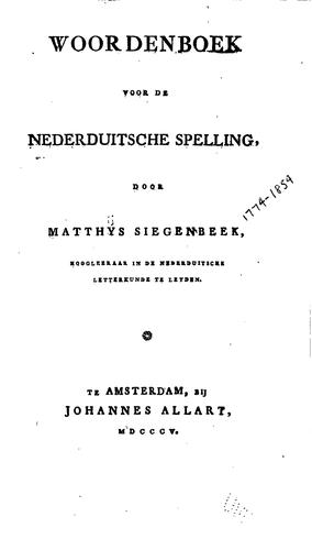 Woordenboek voor de Nederduitsche spelling