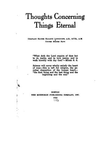 Thoughts Concerning Things Eternal