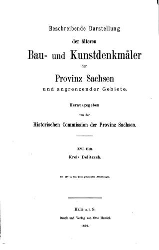 Beschreibende Darstellung der älteren Bau- und Kunstdenkmäler der Provinz ...