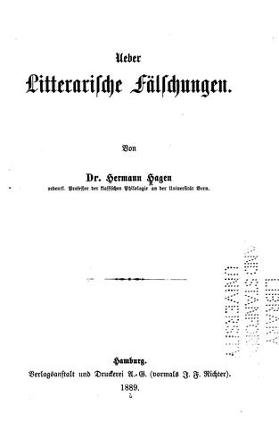 Ueber litterarische Fälschungen