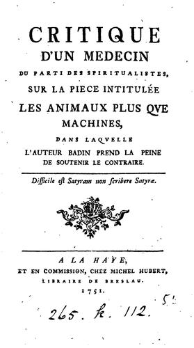 Critique D'un Medecin