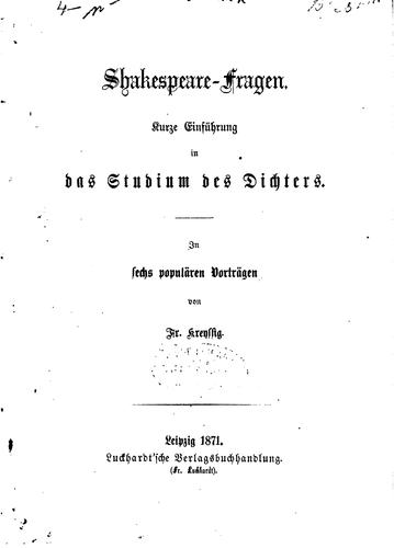Shakespeare-fragen: Kurze Einführung in das Studium des Dichters