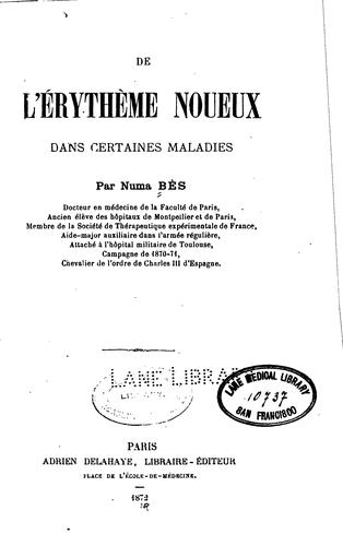 De l'érythème noueux dans certaines maladies