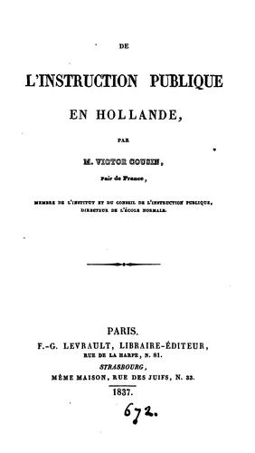 De l'instruction publique en Hollande