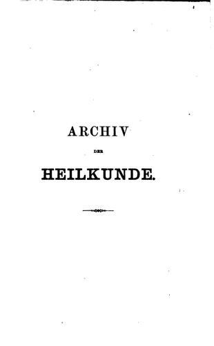 Archiv der Heilkunde