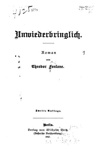 Unwiederbringlich: Roman