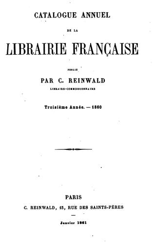 Catalogue annuel de la librairie française 1858-69