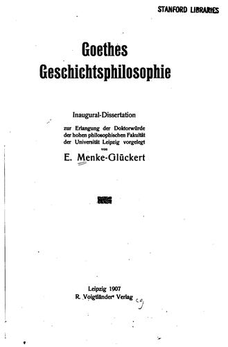 Goethes Geschichtsphilosophie