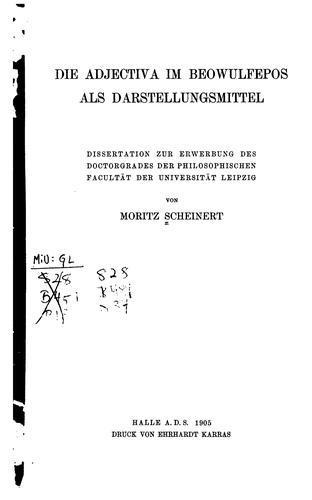Die Adjectiva im Beowulfepos als Darstellungmittel