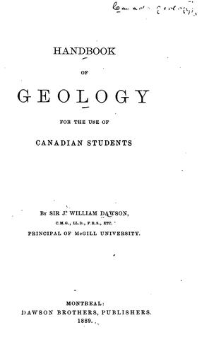 Handbook of Geology for the Use of Canadian Students