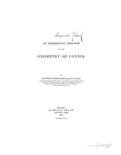 An Elementary Treatise on the Geometry of Conics