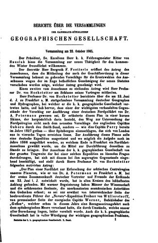 Inhaltsverzeichnis der Veröffentlichungen der K.k. Geographischen Gesellschaft(1857-1907)
