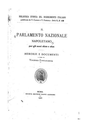 Il Parlamento nazionale napoletano per gli anni 1820 e 1821: memorie e documenti