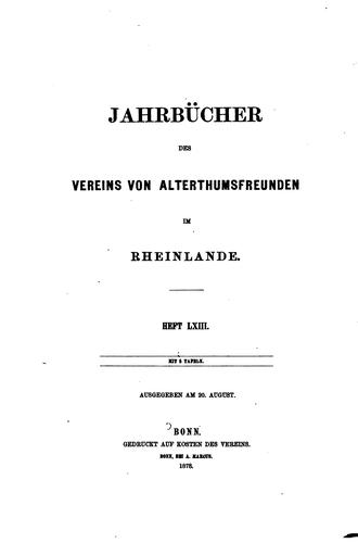 Jahrbücher des Vereins von Alterthumsfreunden im Rheinlande