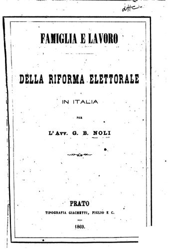 Famiglia e lavoro: Della riformia elettorale in Italia