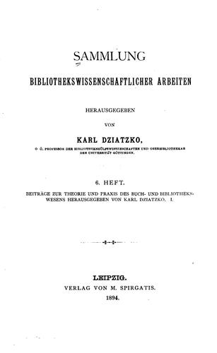 Sammlung bibliothekswissenschaftlicher arbeiten
