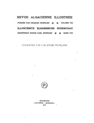Revue alsacienne illustrée: Illustrirte elsässische rundschau