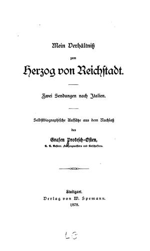Mein Verhältnis zum Herzog von Reichstadt: Zwei Sendungen nach Italien