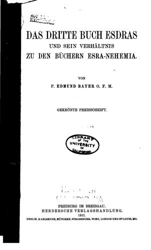 Das Dritte Buch Esdras und sein Verhältnis zu den Büchern Esra-Nehemia: Und ...