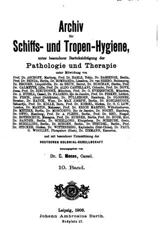 Archiv für Schiffs- und Tropen-hygiene