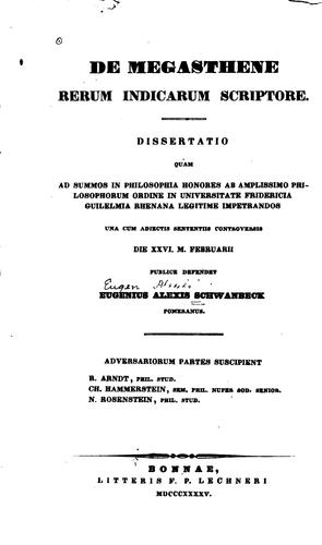 De megasthene rerum indicarum scriptore
