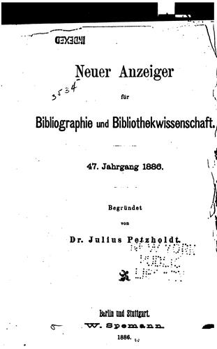 Neuer Anzeiger für Bibliographie und Bibliothekwissenschaft