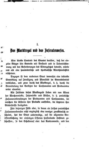 Das Inseratenwesen ein Staatsinstitut