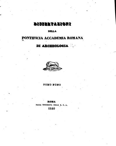 Dissertazioni della Pontificia Accademia romana di archeologia