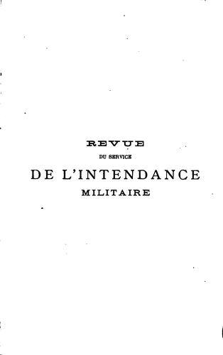 Revue du Service de l'intendance militaire ...