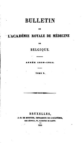 BULLETIN DE L'ACADEMIE ROYALE DE MEDECINE DE BELGIQUE