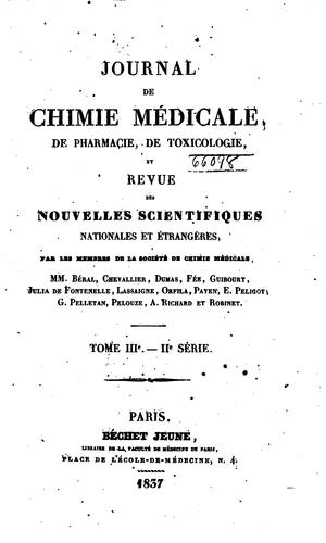 Journal de chimie médicale, de pharmacie et de toxicologie