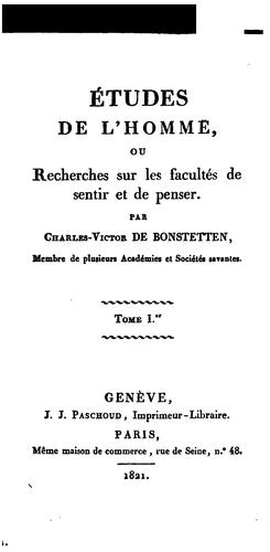 Études de l'homme, ou Recherches sur les facultés de sentir et de penser