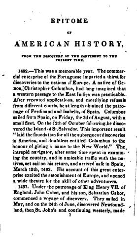 American History and Biography: Containing an Epitome of American History