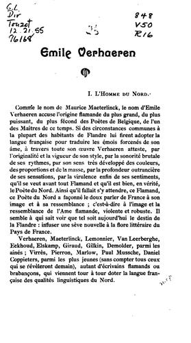 Émile Verhaeren: I. L'homme du Nord. II. L'homme moderne