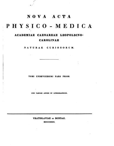 Nova acta physico-medica Academiae Caesareae Leopoldino-Carolinae Naturae Curiosorum