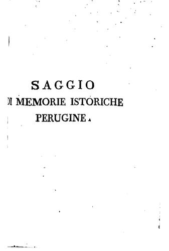 Saggio di memorie istoriche civili ed ecclesiastiche della città di Perugia