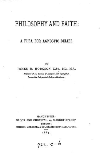 Philosophy and faith: A Plea for Agnostic Belief