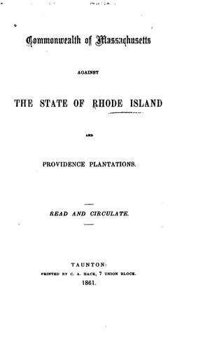 Commonwealth of Massachusetts, Against the State of Rhode Island and Providence Plantations