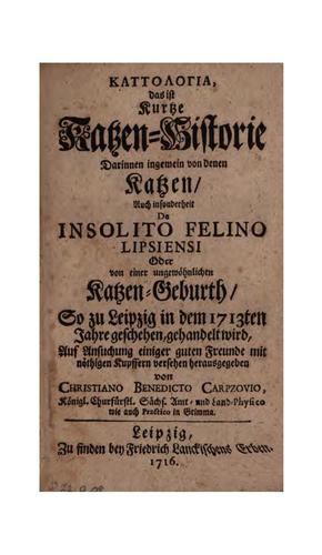 GKattología, das ist kurtze Katzen-Historie