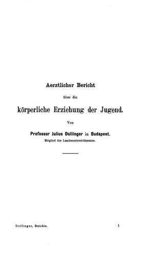 Über die körperliche Erziehung der Jugend