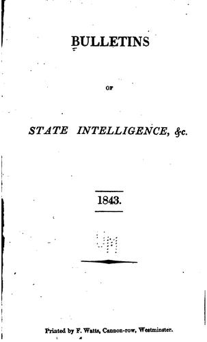 Bulletins and Other State Intelligence