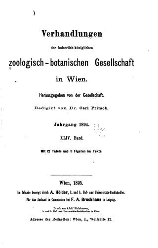 Verhandlungen der zoologisch-botanischen Gesellschaft in Wien