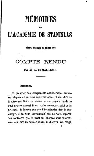 MEMOIRES DE L'ACADEMIE DE STANISLAS