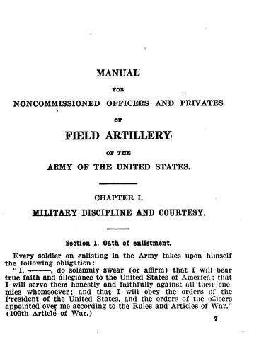 Manual for Noncommissioned Officers and Privates of Field Artillery of the ...