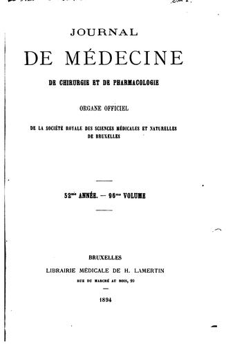 Journal de médecine, de chirurgie et de pharmacologie