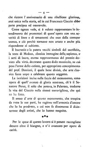 Discorso inaugurale dell'erme del comm. F.P. Ciaccio nella Piazza dell'Olivuzza in Palermo letto ...
