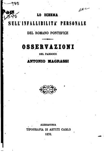 Lo schema sull'infallibilità personale del romano pontefice: osservazioni