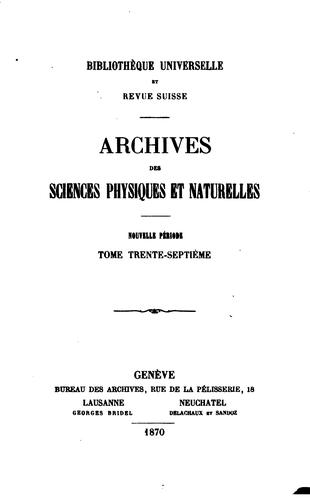 Archives des sciences physiques et naturelles