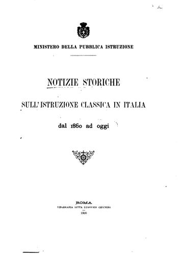 Notizie storiche sull'istruzione classica in Italia dal 1860 ad oggi